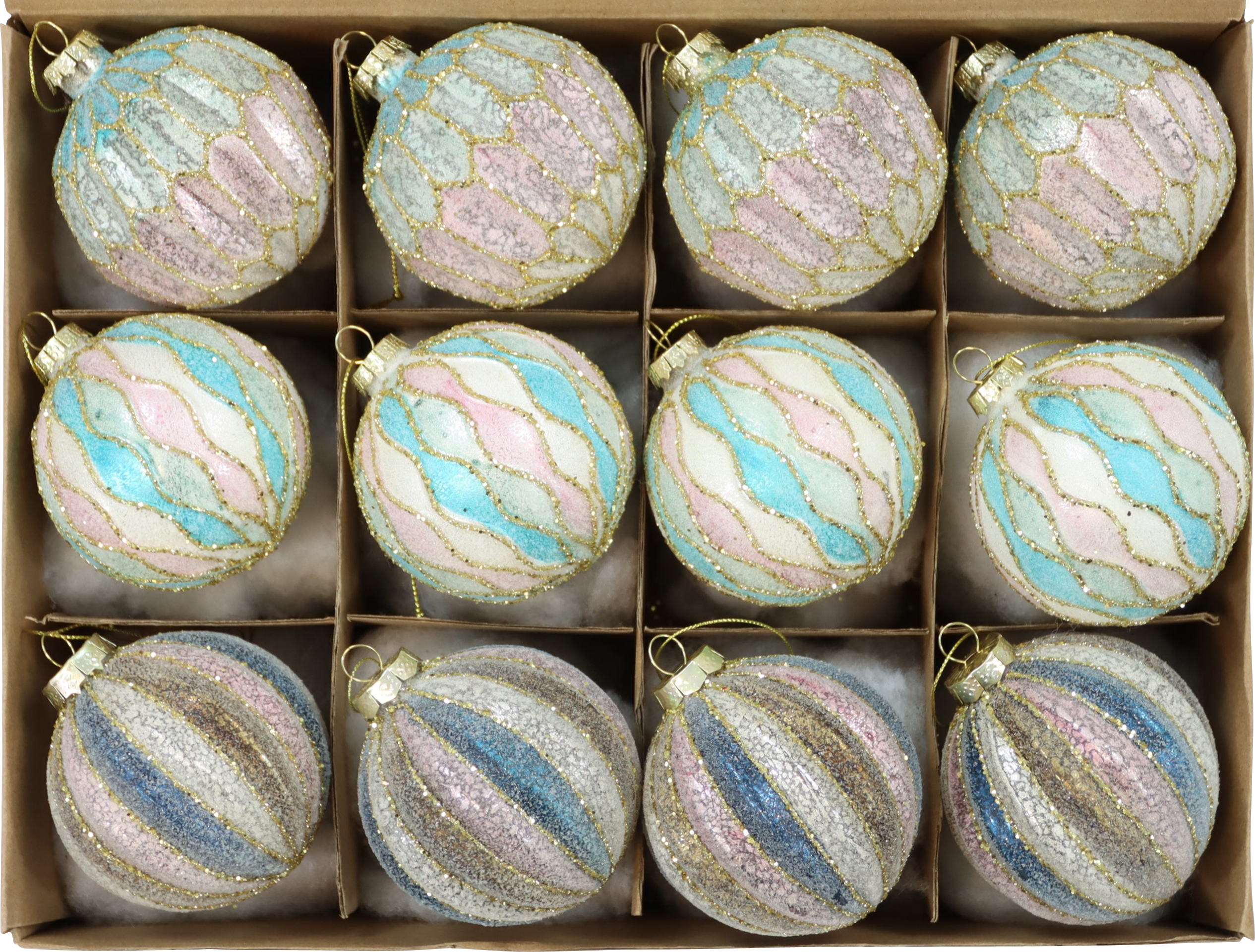 2190 BOULES EN VERRE HARLEKIN  12P