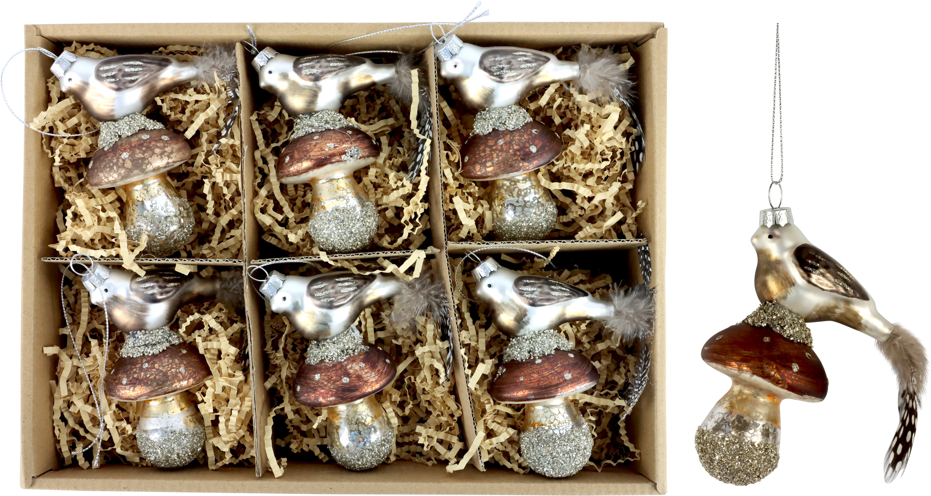 2383 COFFR VINT « OISEAUX BOIS » 6P