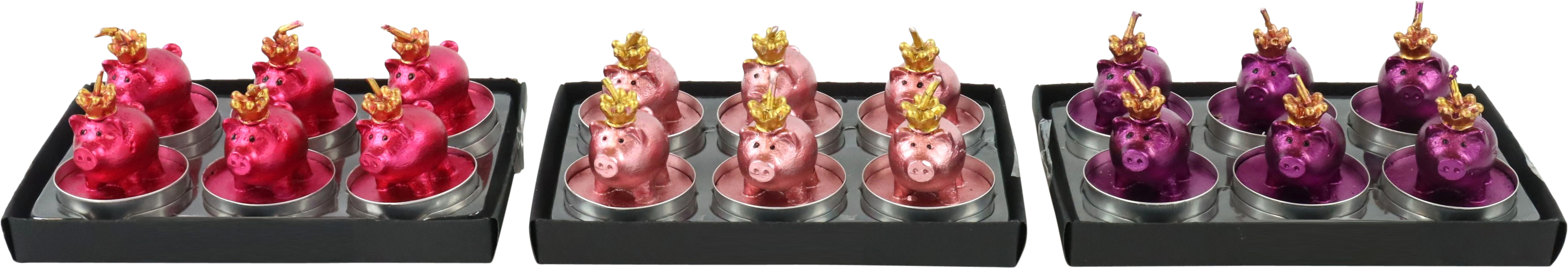 3002 T-LIGHTCANDLES QUEEN PIG  S/18