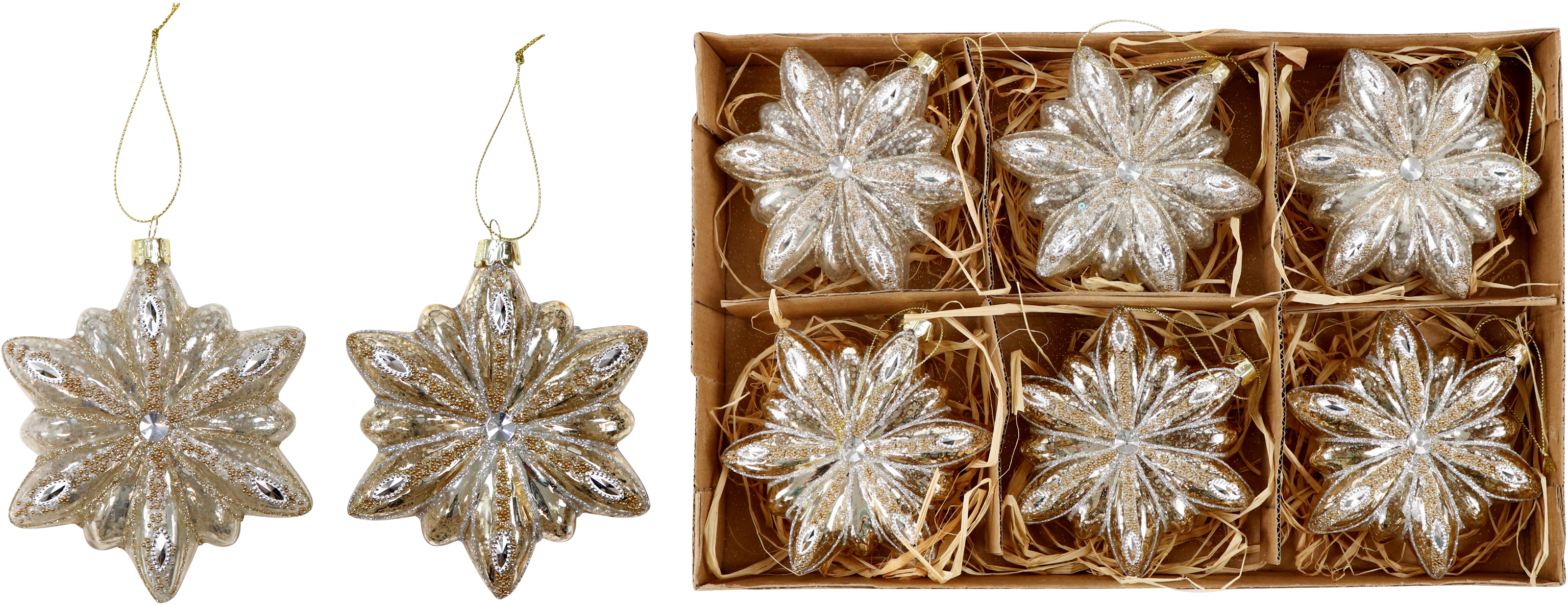 3098 BOULES EN VERRE  STERNE  6P