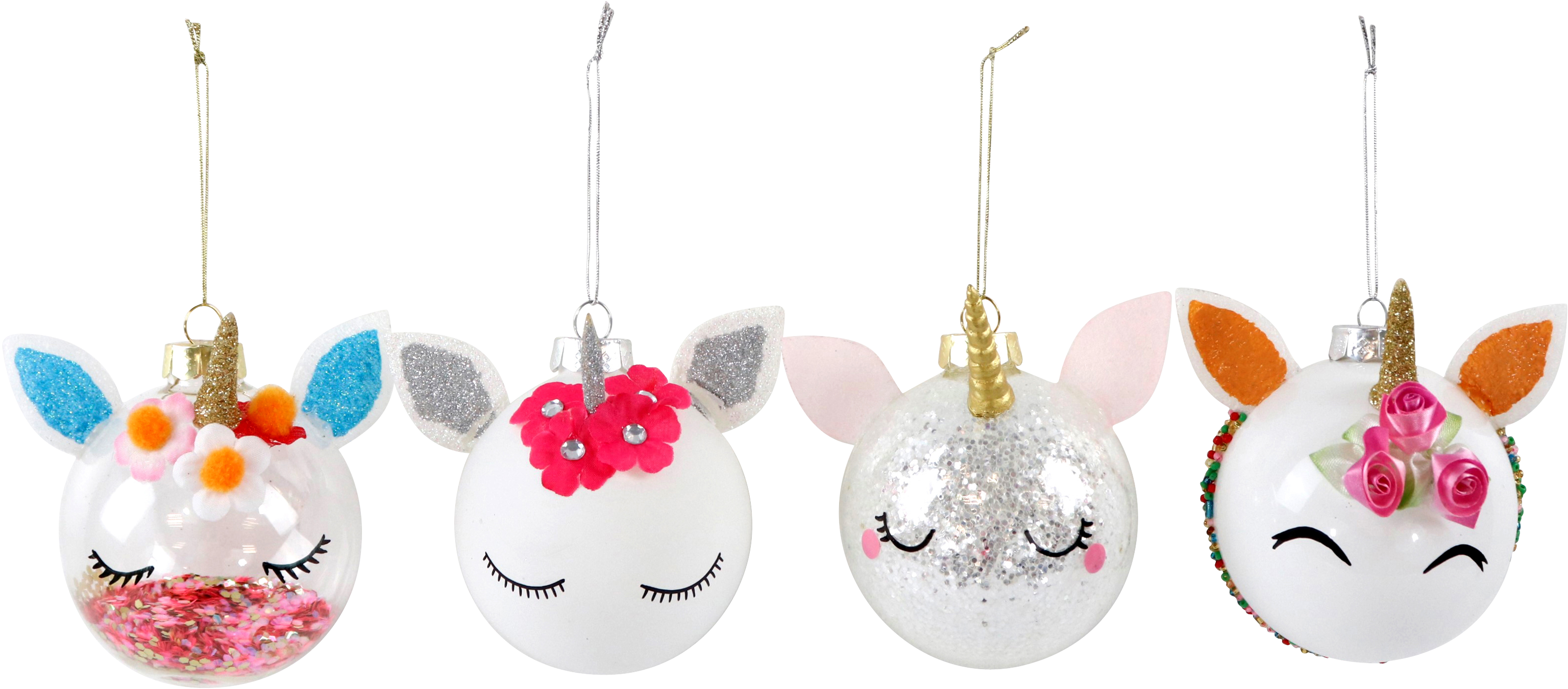 3173 BOULES EN VERRE UNICORNS  4P