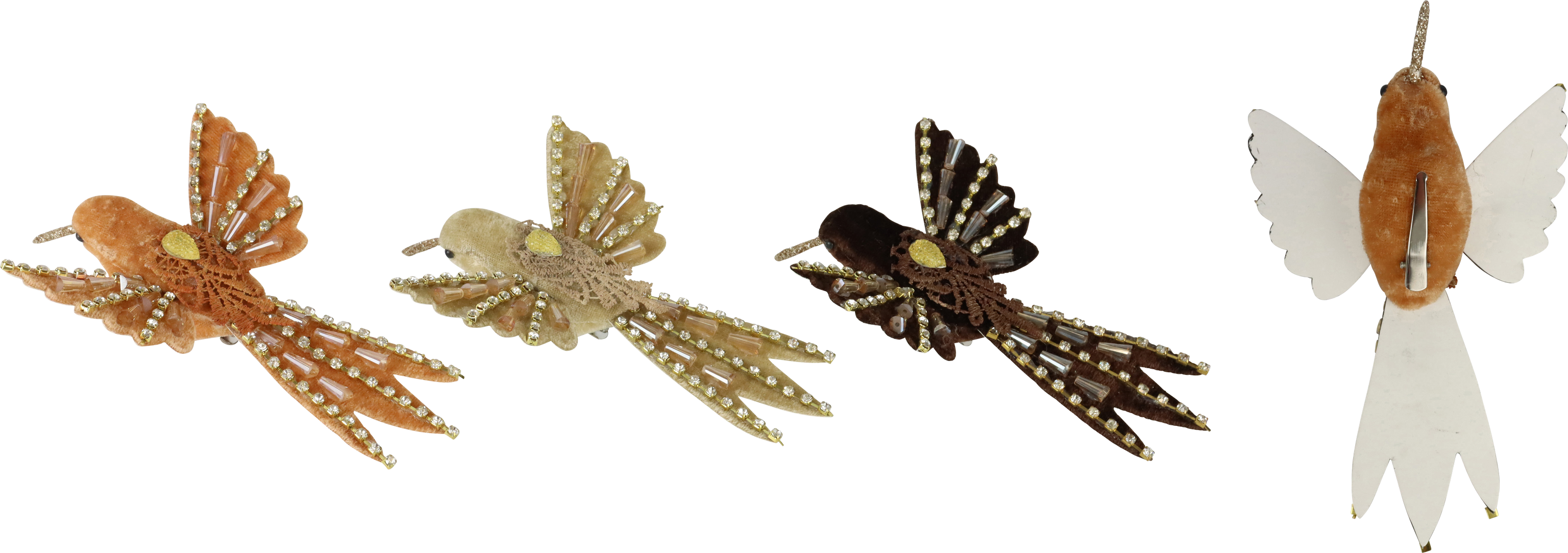 3756 PÁJAROS ORNAMEN SPARKLE WINGS  S/3