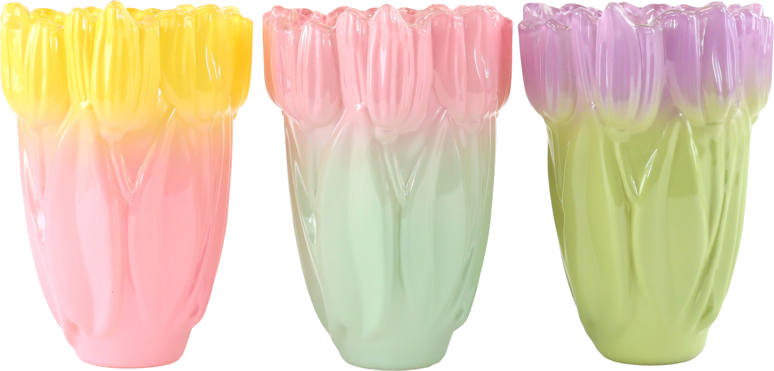 4114 GLASSVASES TULIP  TWIST  S/3