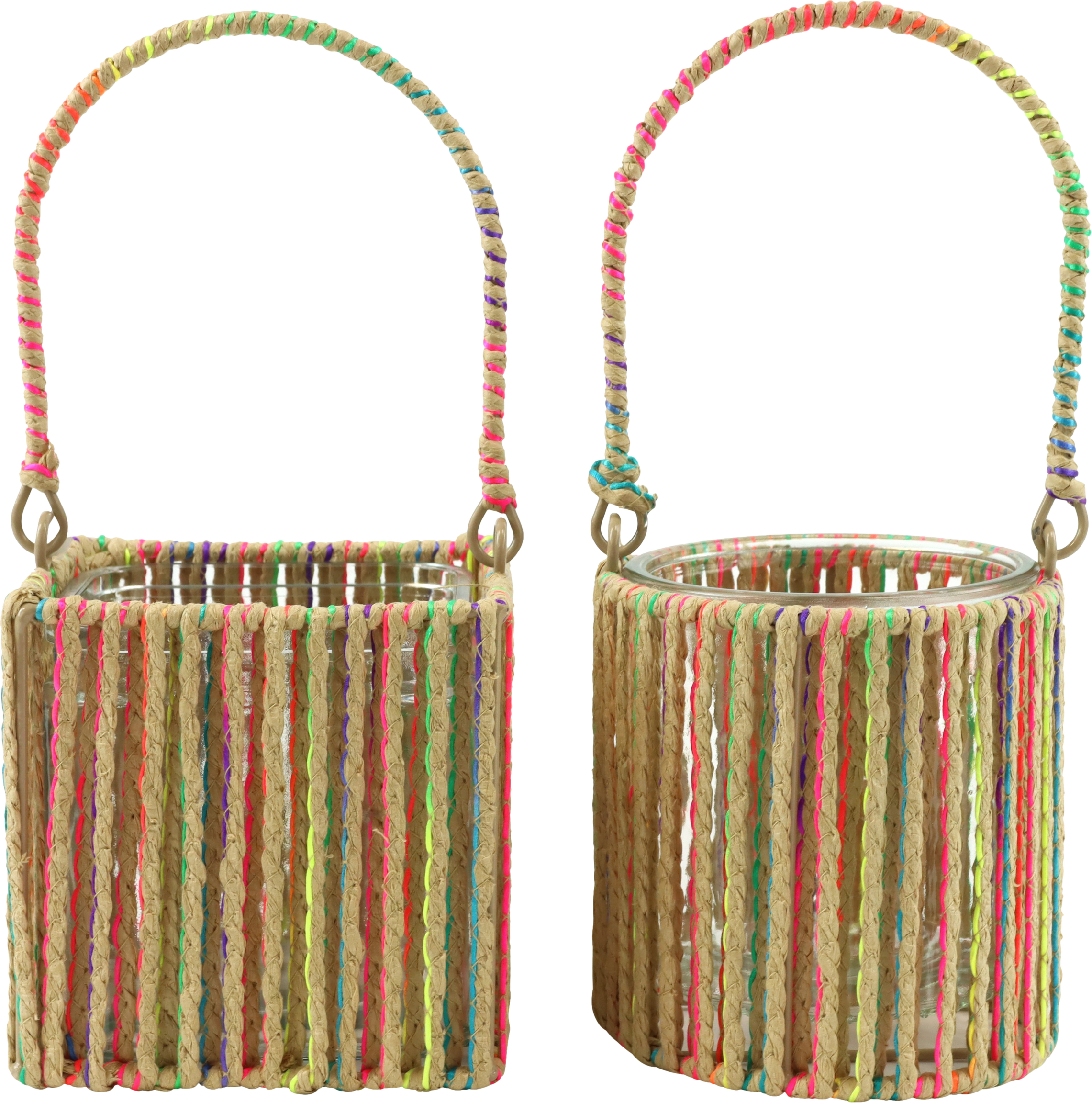 4481 LANTERN W.GLASS RAINBOW ROOTS  S/2
