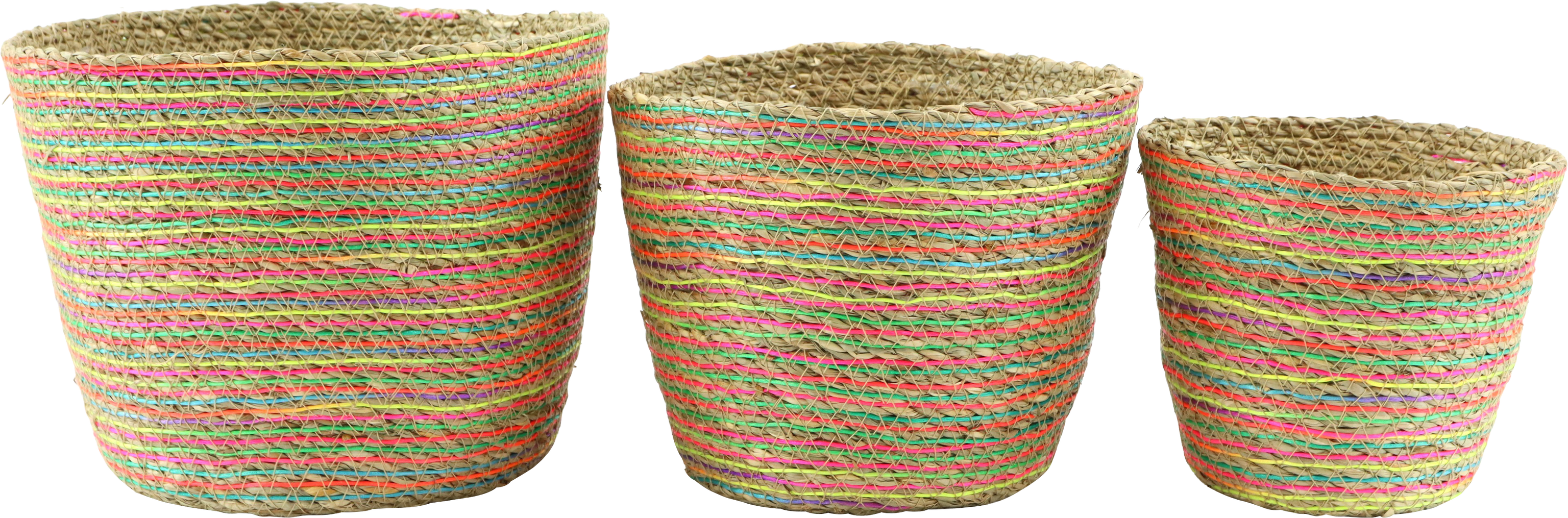 4486 ROUND POTS RAINBOW ROOTS  S/3