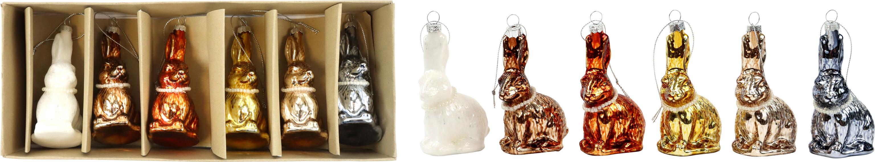 4917 GLASSHANGERS GLOSSY BUNNIES  S/6