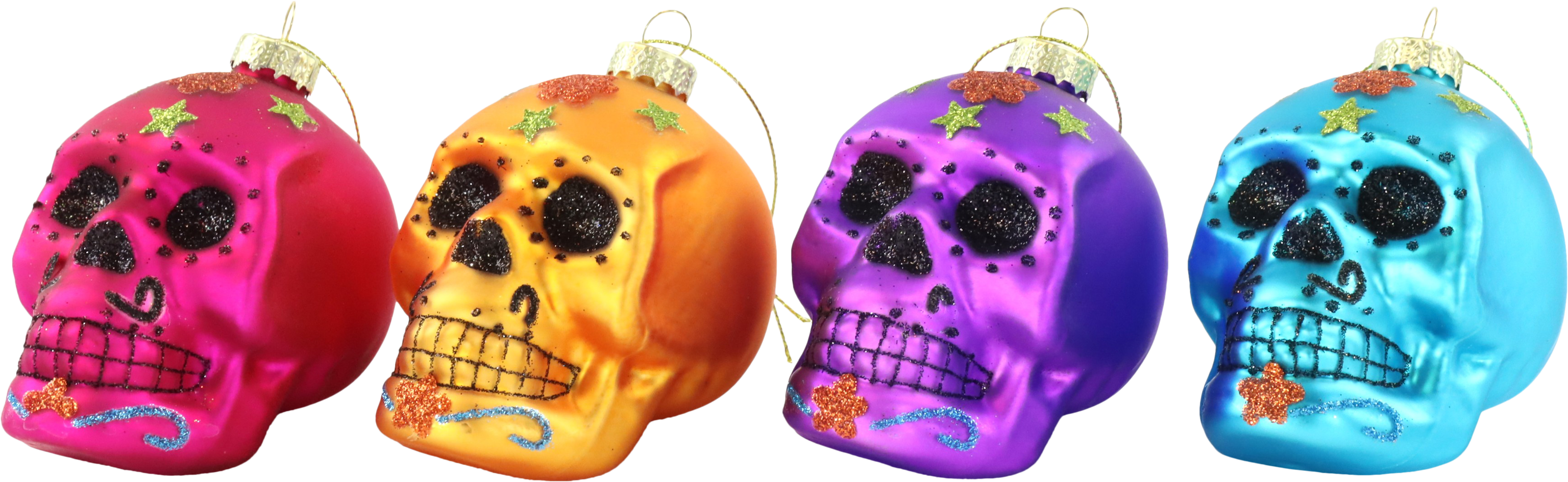 5552 DECORAZIONI IN VETRO SKULL  4PZ