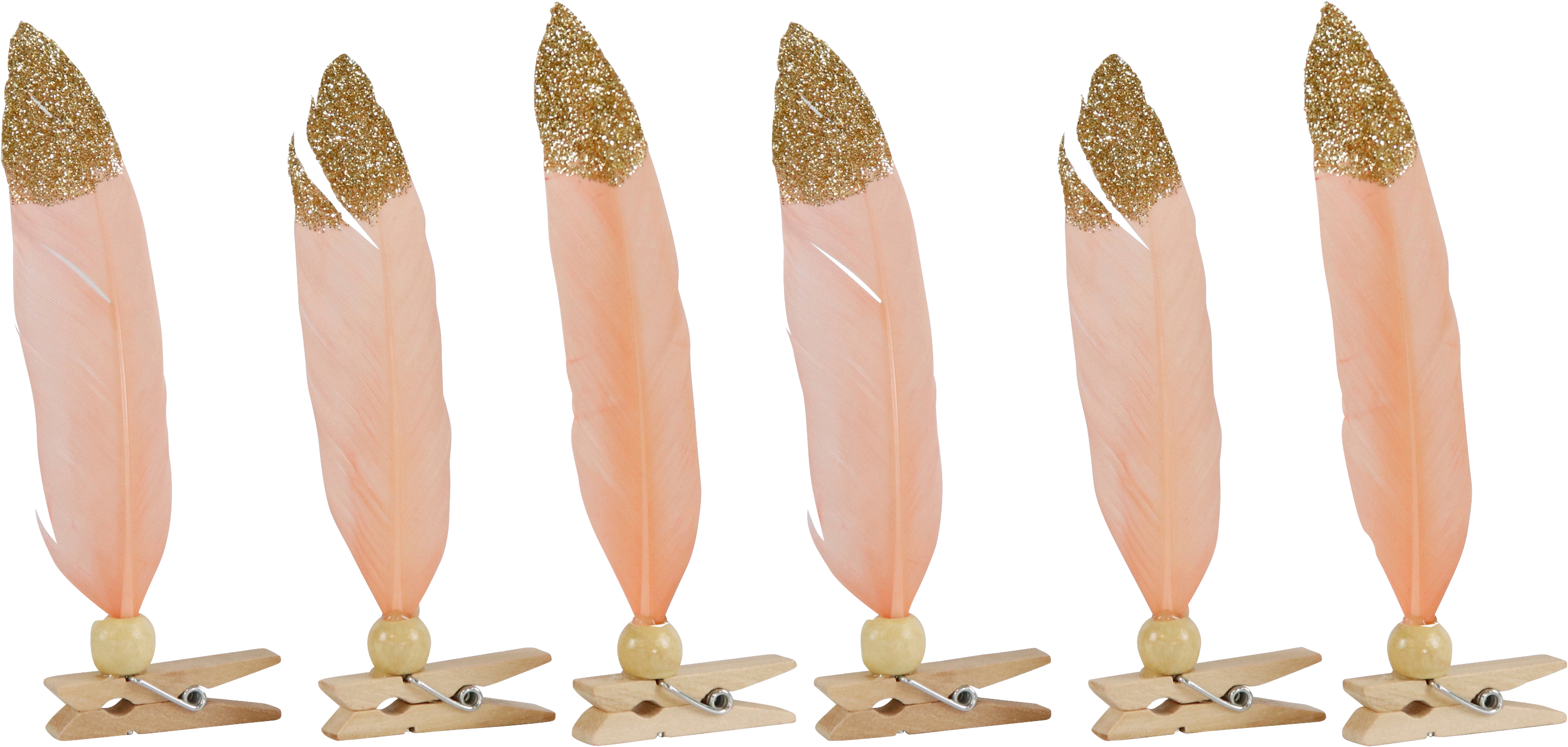 5966 PINZAS DE PLUMAS  BLUSH  S/6