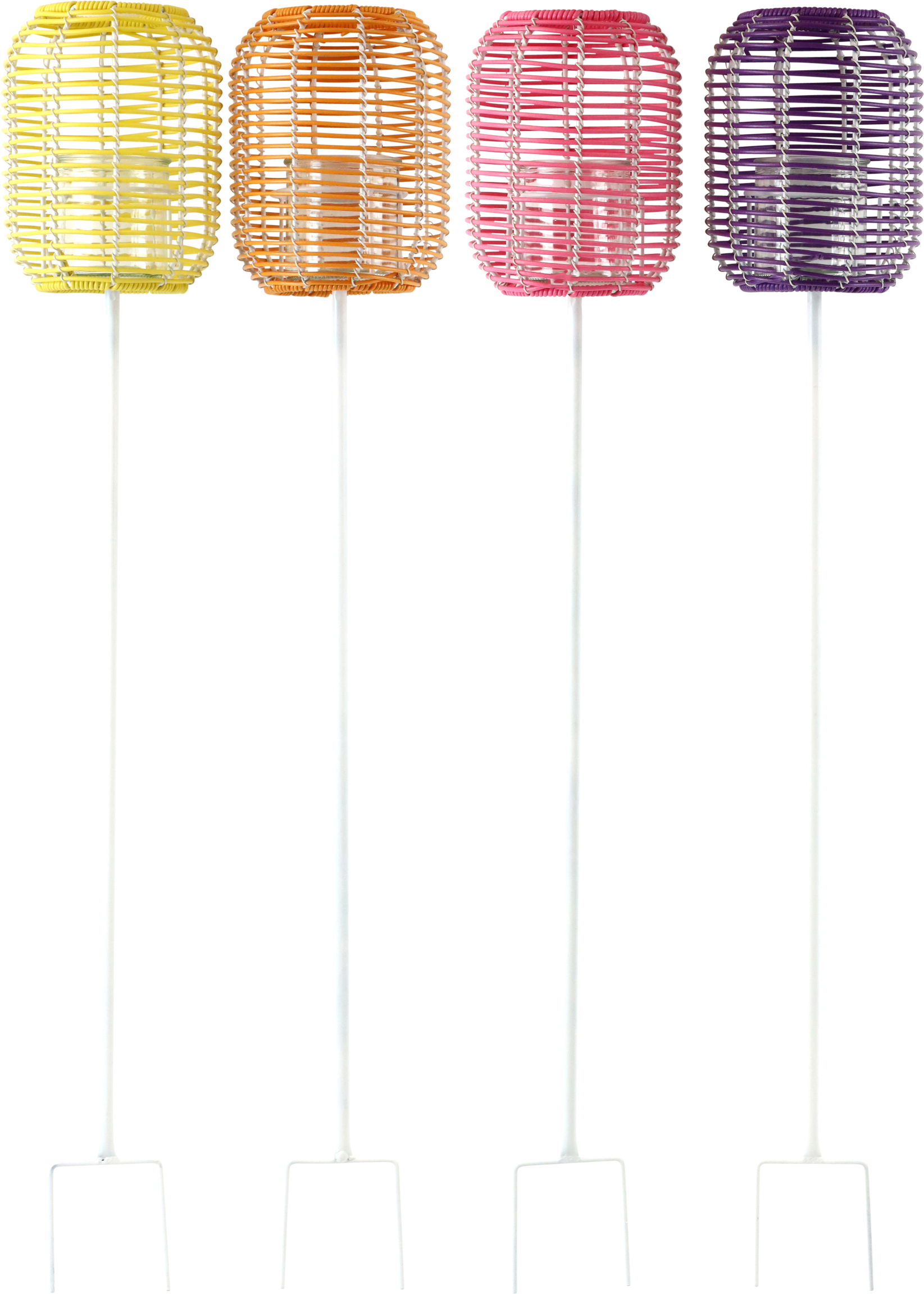 5989 LANTERN-STICKS VIVID LIGHT  S/4