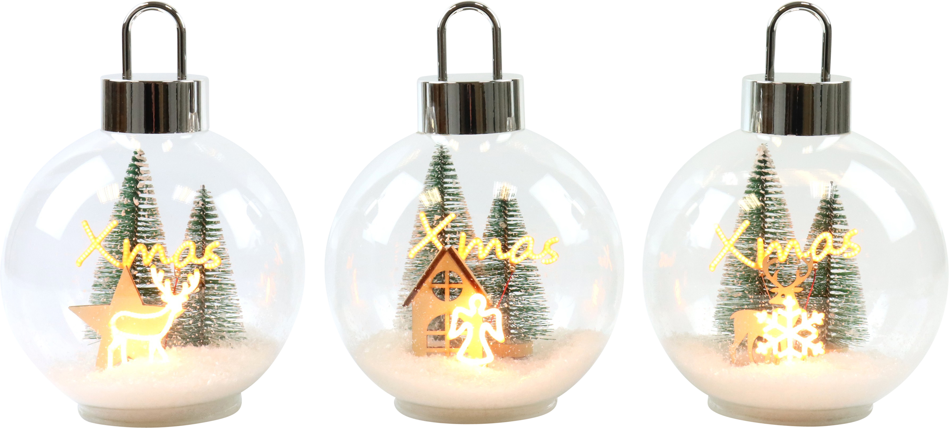 7016 GLASSGLOBES SNOWLIGHT  S/3