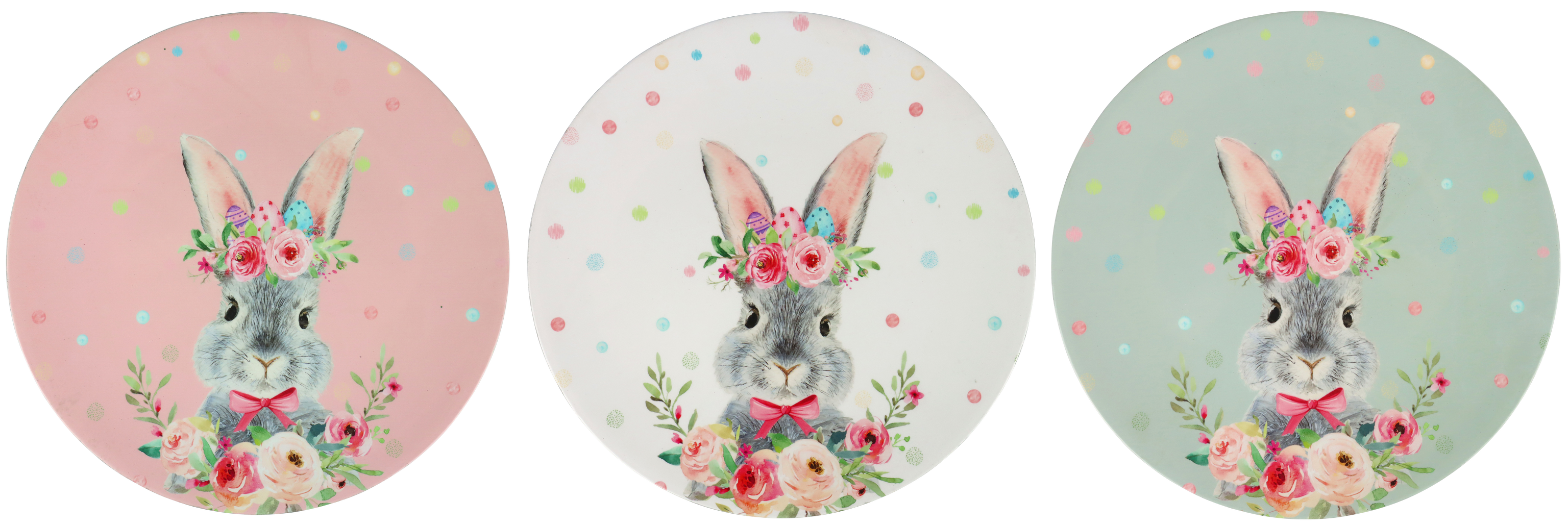 7026 PLATEAUX FLORAL RABBIT  3P