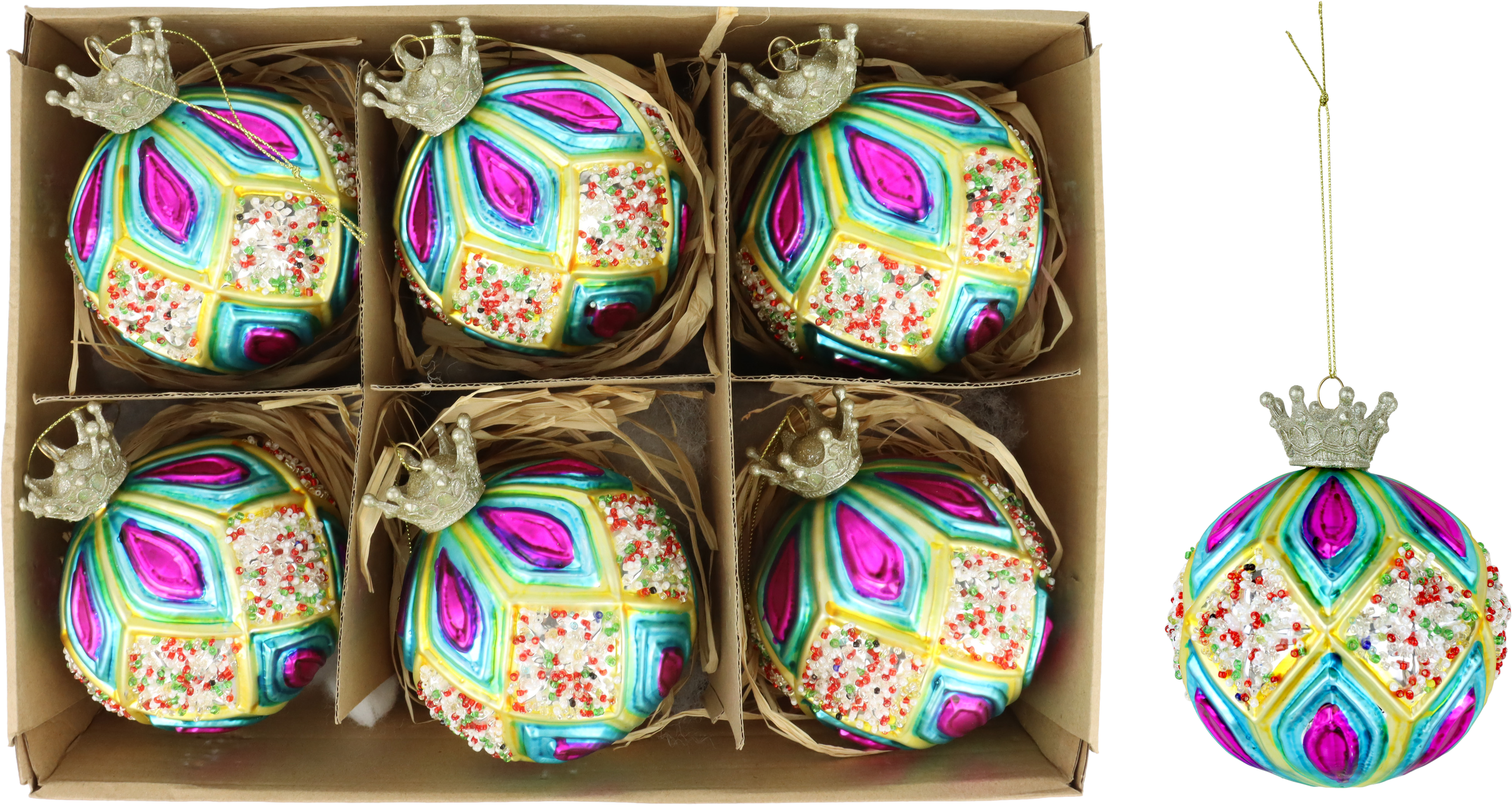 7806 BOULES VERRE « FANCY CROWN » 6P