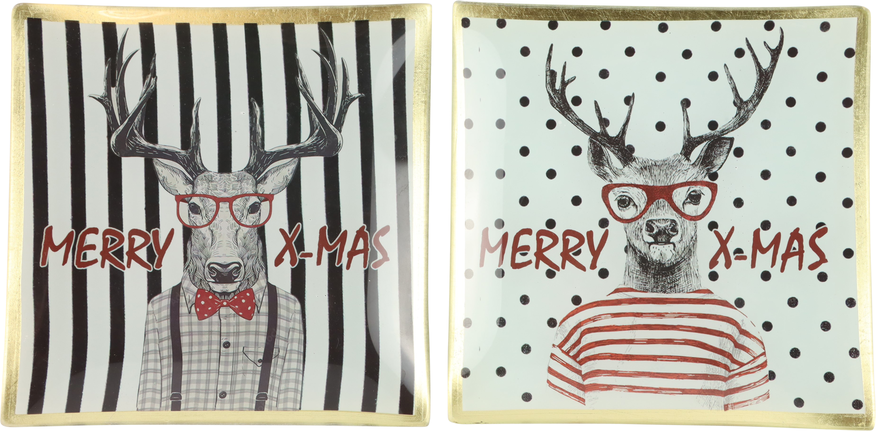 8068 ASSIETTE EN VERRE FUNNY DEER  2P