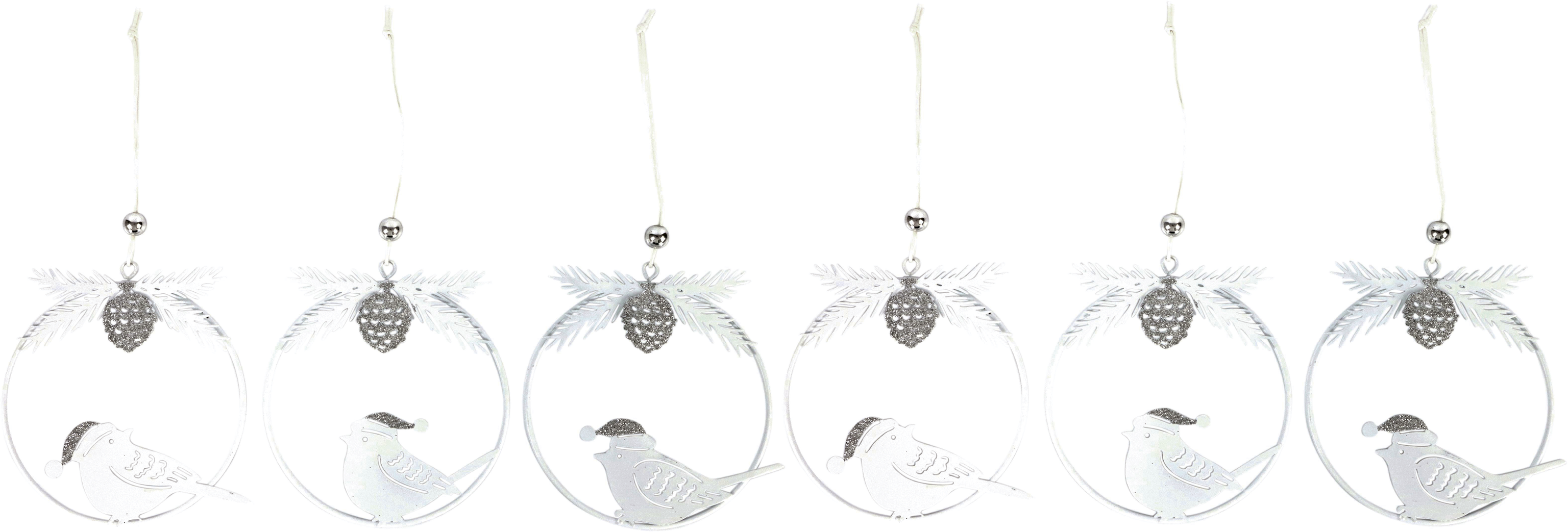 8322 PENDENTIFS WHITE BIRDS  6P