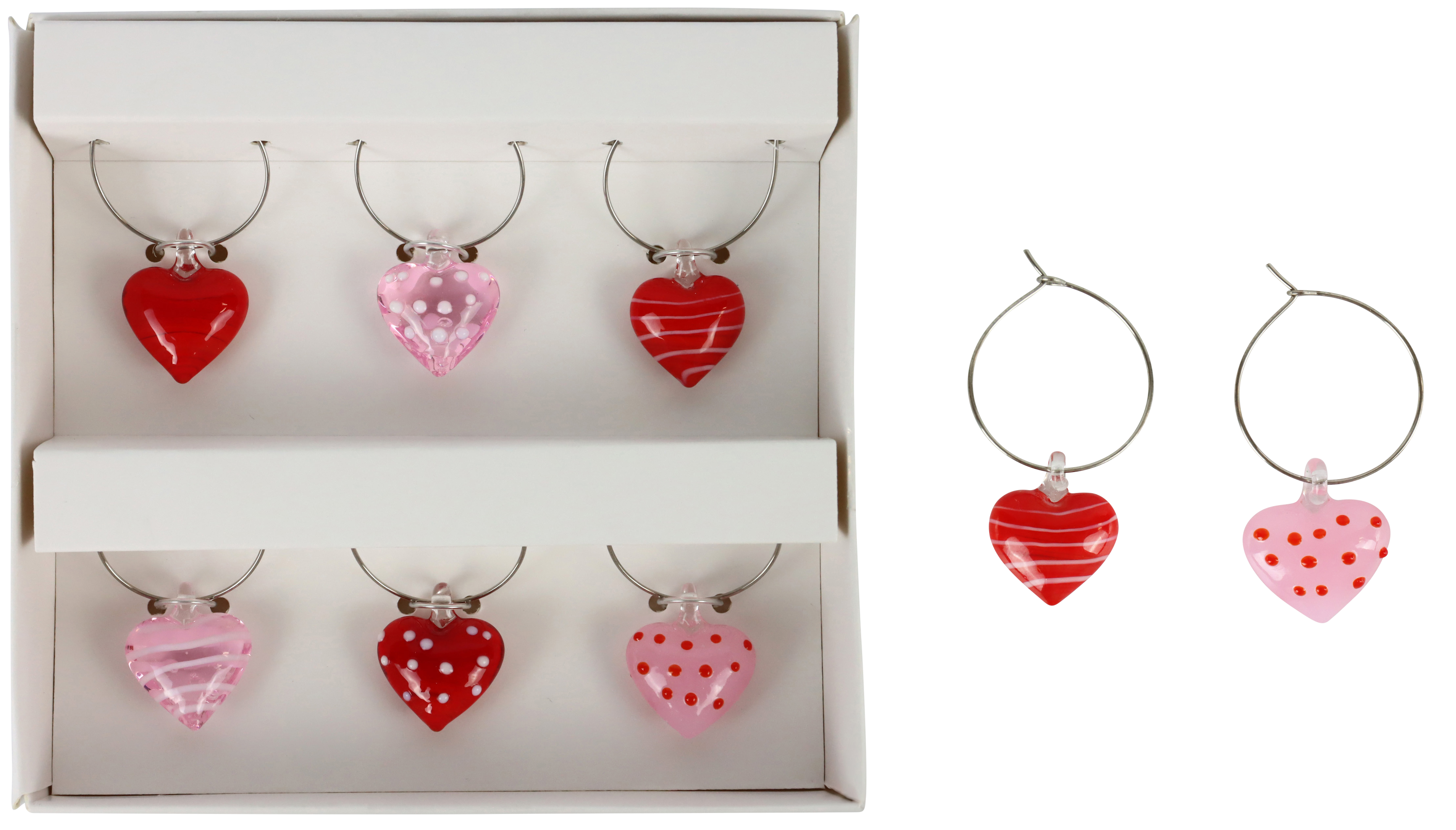 8973 MARQUEURS DE VERRE HEARTS  6P